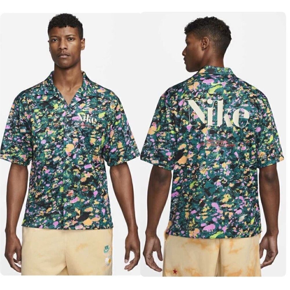 NIKE MEN NK TREK DIVISION MESH BUTTON FRONT SHORT SLEEVE SHIRT SIZE SMALL